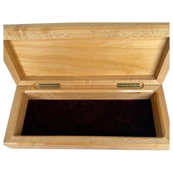 Hand Made Rectangle Wooden Jewelry Box Velvet Lining Hinged Lid Birdseye Maple - Picture 7 of 9